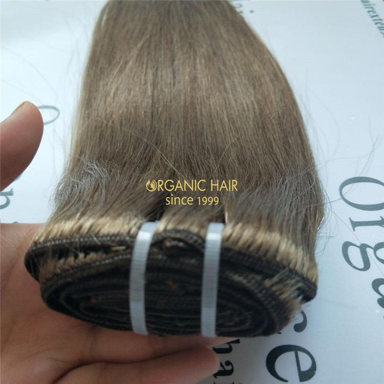 Human hair clip for extensions brown color X63